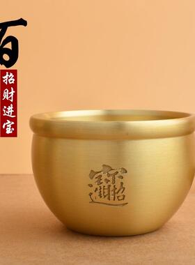黄铜缸摆件铜百福缸茶缸浮雕百福杯聚宝盆办公室摆件厂家直销