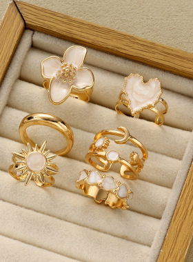 Cross-border Flower Love Ring 6-piece Set for Women欧美戒指