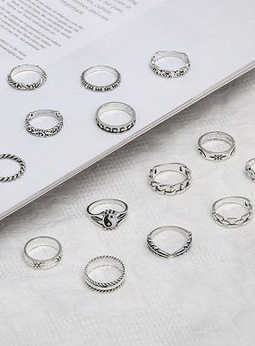 Cross-border vintage trend ring set jewelry for women戒指女