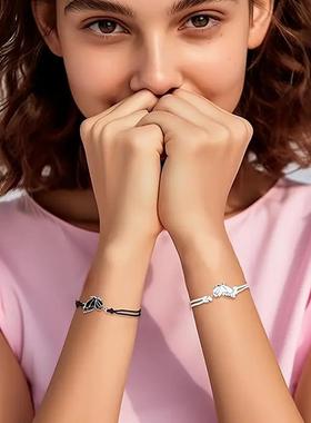 Butterfly Friendship Bracelet, oil-drip woven jewelry手链女