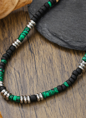 Simple coconut shell wood chip necklace for beach jewelry潮