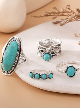Women's new jewelry European turquoise ring欧美女士戒指首饰
