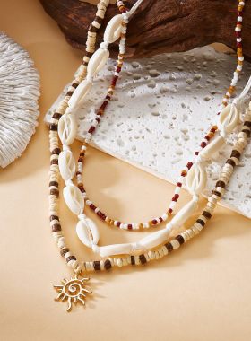 European/American Beach Sun Pendant Collar Chain for Women女