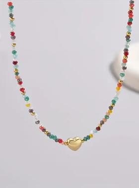 Bohemian crystal heart-shaped collarbone chain women jewelry