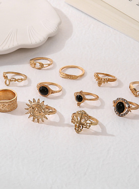 European and American fashion sunflower ring跨境女士组合戒指