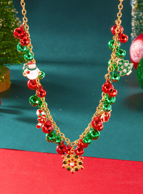 Santa Claus snowman necklace for girls' party jewelry圣诞节