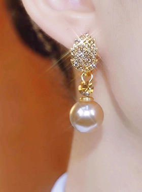 Women's purple pearl stud earrings for cross-border wear跨境