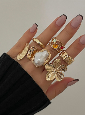 Ladies' Heartfelt Design Ring Set - Trendy Jewelry跨境女戒指