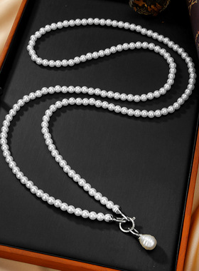 Pearl-like diagonal chain belt for women dress, waist chain