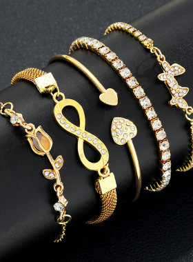 Cross-border Design Style Bracelet Set of 5 for Ladies女手链