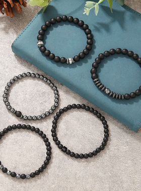 Cross-border black coral bracelet for men's accessories男生