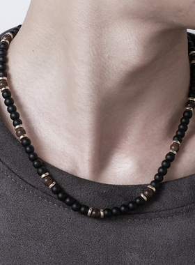 Bohemian handmade necklace with beaded crescent男生休闲项链