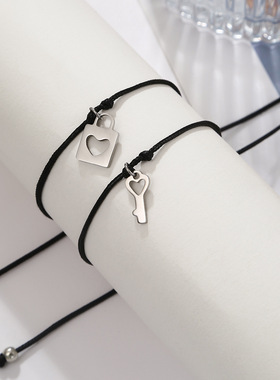 Lock key set woven couple bracelet student accessory少女手链