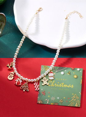 Christmas tree snowflake pendant Party necklace圣诞节项链女