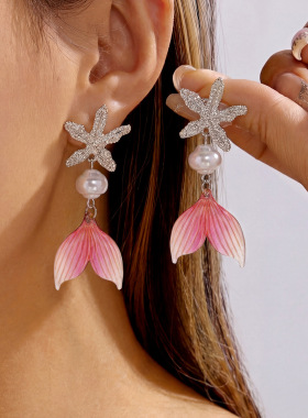 Fish-tail earrings fashionable accessory for women跨境女耳环