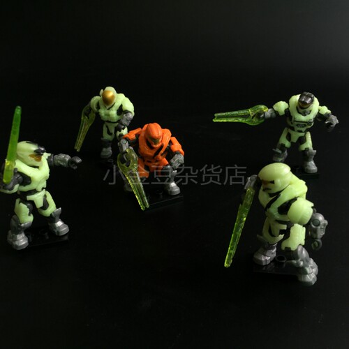 Mega Bloks美家宝HALO光环夜光斯巴达可动积木人仔偶光剑配件玩具 - 图0