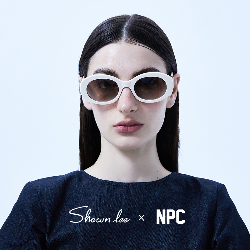 Shawnlee X NPC联名款潮酷猫眼复古墨镜女椭圆时尚防紫外线太阳镜 - 图1