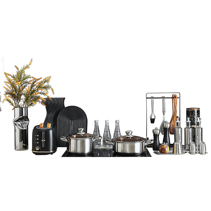 轻奢样板间厨房摆件组合装饰品不锈钢锅具用品软装道具美式风现代,淘宝优惠券,粉丝福利购,淘宝优惠卷