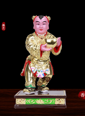 手工东阳木雕居家供奉文财神爷