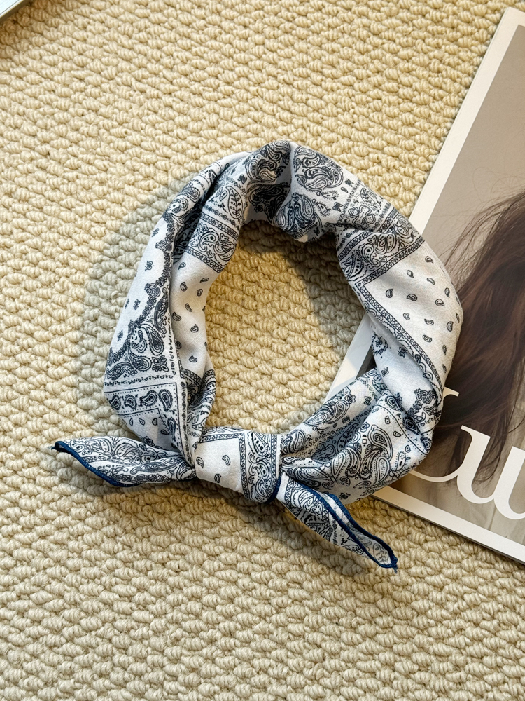 MIXMISS【方块腰果】韩系嘻哈辣妹风头巾领巾夏季薄棉百搭小方巾 - 图0