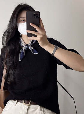 春夏日系男女拼色方巾领巾