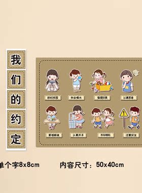 幼儿园墙贴起床睡觉流程喝水步骤