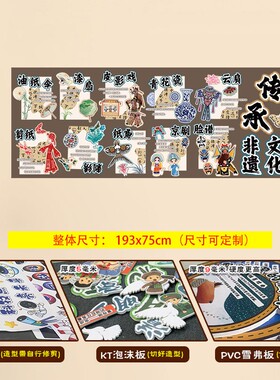 弘扬传统文化传承非遗匠心班级教室黑板报布置墙贴学校文化墙装饰