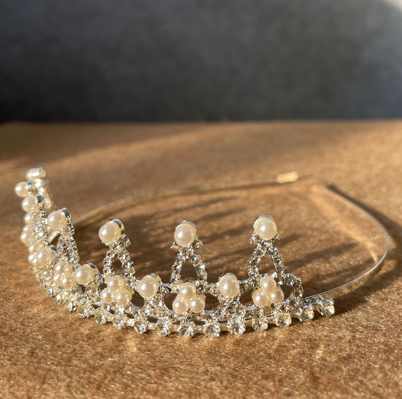 出口英国Monsoon Children儿童发箍公主银色珍珠亮钻皇冠发箍发卡 - 图0