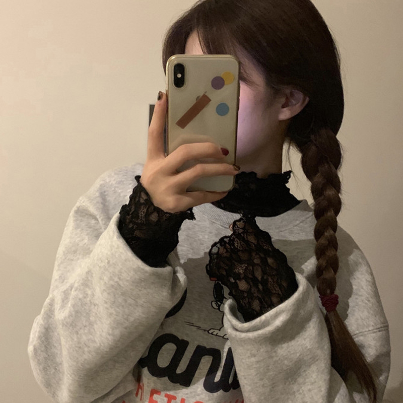 法曼薇旗舰店蕾丝打底衫女网纱内搭秋冬打底长袖半高领薄款洋气超仙上衣透视3