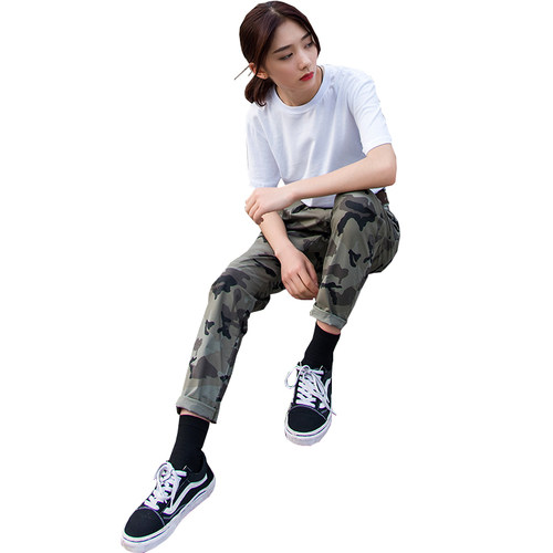 卡其色裤子女夏季薄款迷彩工装裤2025新款小个子休闲哈伦锥形女裤 - 图3