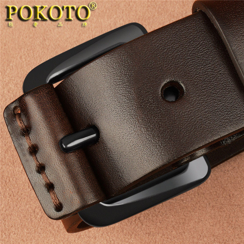 pokoto男士针扣头层牛皮复古男腰带 pokoto腰带/皮带/腰链