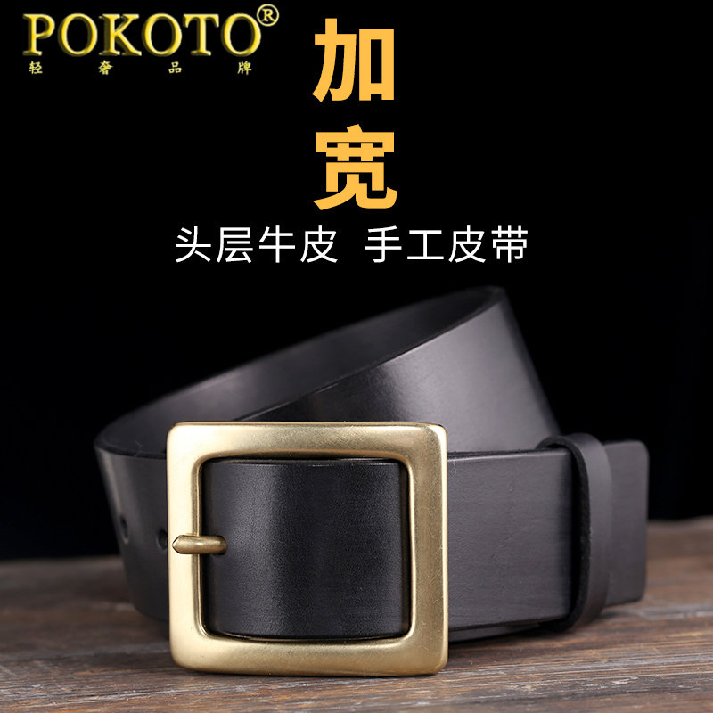 4.5厘米男款手工制作牛仔加宽腰带 pokoto腰带/皮带/腰链