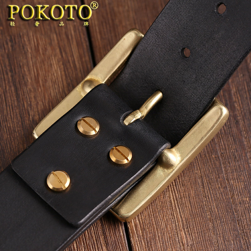 4.5厘米男款手工制作牛仔加宽腰带 pokoto腰带/皮带/腰链