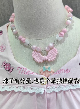 手作原创设计呲甜Lolita蝴蝶结草莓项链长款项链可爱少女心配饰