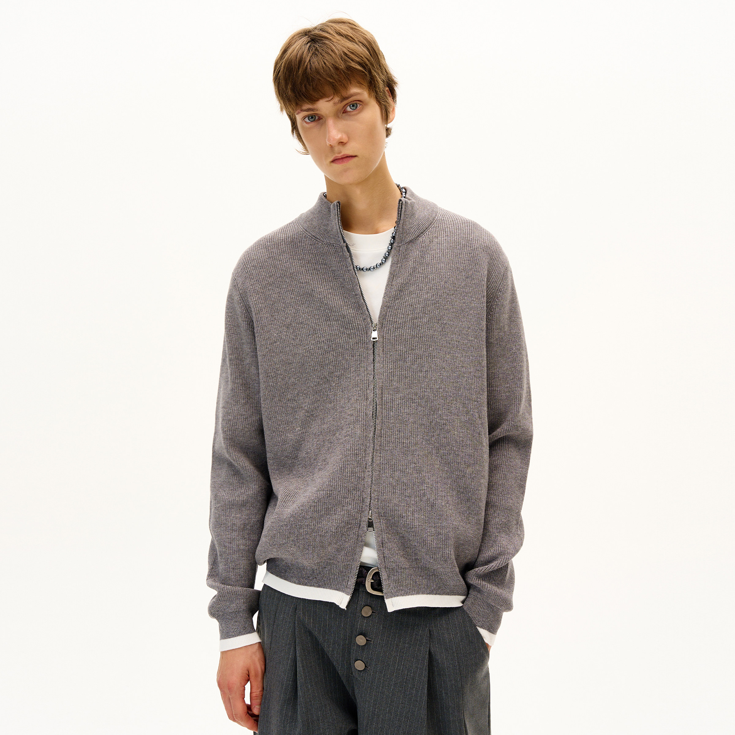 MADWITCH秋季复古撞色针织开衫毛衣男女宽松简约休闲cleanfit外套,淘宝优惠券,粉丝福利购,淘宝优惠卷