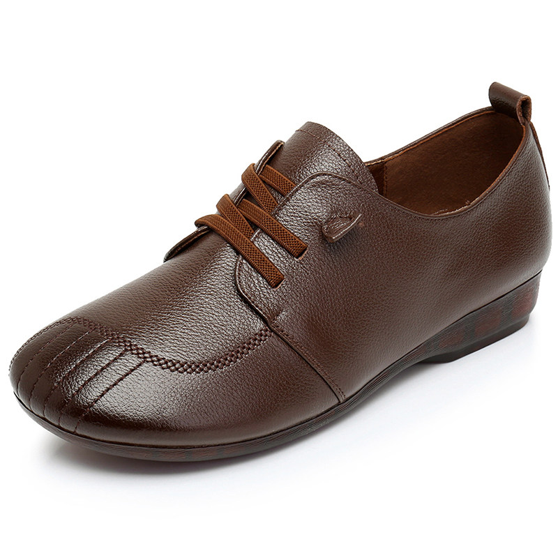 牛筋底妈妈鞋春秋款真皮中老年女鞋皮鞋软底防滑复古休闲平底单鞋,淘宝优惠券,粉丝福利购,淘宝优惠卷
