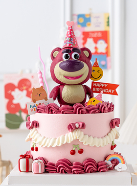 儿童生日派对插件粉色系草莓熊