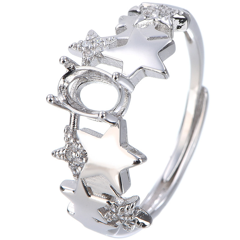S925 silver ring empty support 4*6/5*7mm live ring mouth