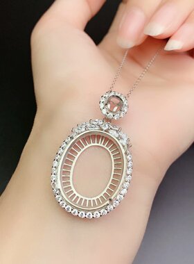 新款925银镀金吊坠空托高雅尊贵镶嵌椭圆20*24mm6*7mm托帕红蓝宝