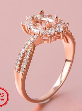 925银镀金戒指空托镶嵌椭圆4*6mm