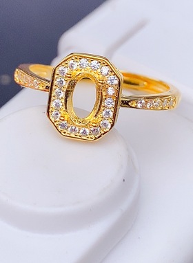 纯银戒指空托时尚满钻设计款镶嵌