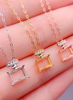 S925银吊坠空托镶嵌5*7mm长方