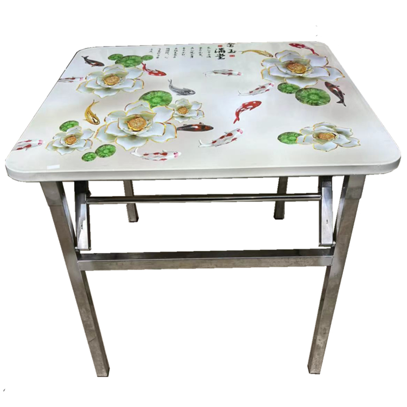 不锈钢方桌折叠烤火桌子彩色家用餐桌饭桌学习娱乐户外免安装圆桌 - 图3