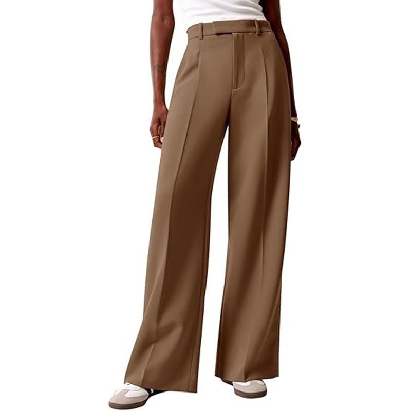 亚马逊爆款高腰垂感阔腿裤欧美外贸女士宽松休闲直筒商务西裤,淘宝优惠券,粉丝福利购,淘宝优惠卷