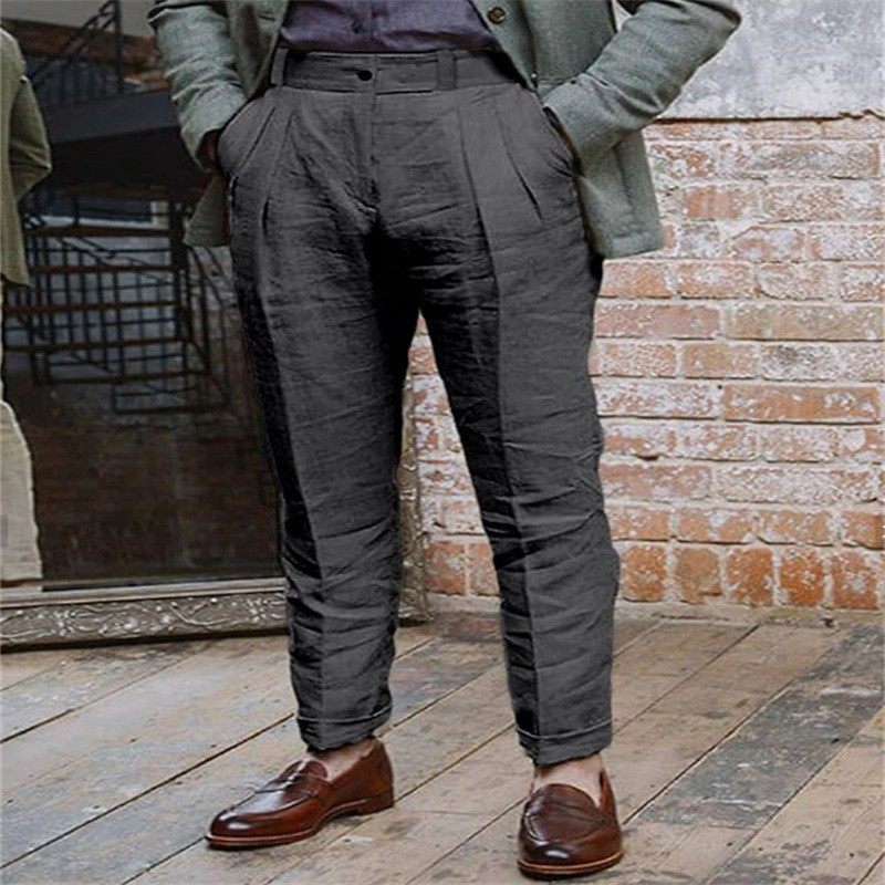 男士亚麻沙滩裤斜口袋纯色舒适透气户外日常休闲长裤,淘宝优惠券,粉丝福利购,淘宝优惠卷