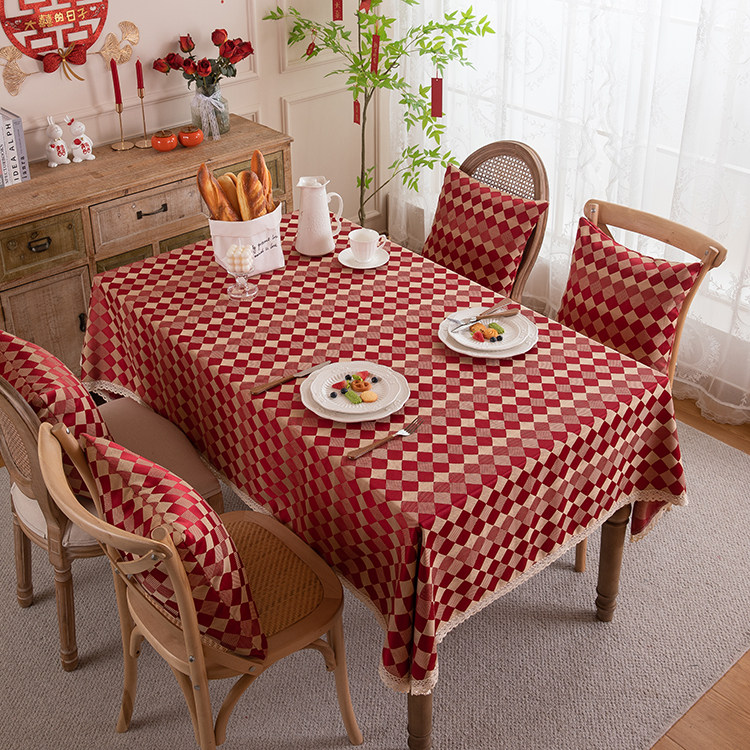 新年过年红色格子餐桌布茶几复古氛围感轻奢高级感结婚防水圆桌布,淘宝优惠券,粉丝福利购,淘宝优惠卷