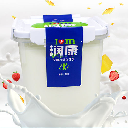 新疆天润酸奶1KG装方桶饭盒装康原味浓缩2斤益家水果捞老酸奶 - 图3