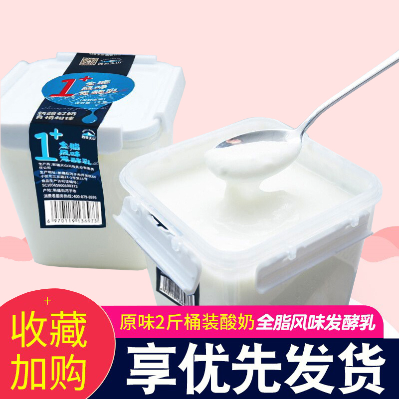 新疆天润酸奶1KG装方桶佳丽润康原味浓缩润康2斤益家水果捞老酸奶 - 图0