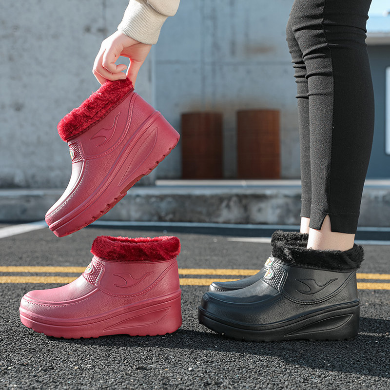 加绒加厚棉雨鞋男女冬季超轻防滑防水鞋洗车保暖eva一体中筒雨靴,淘宝优惠券,粉丝福利购,淘宝优惠卷