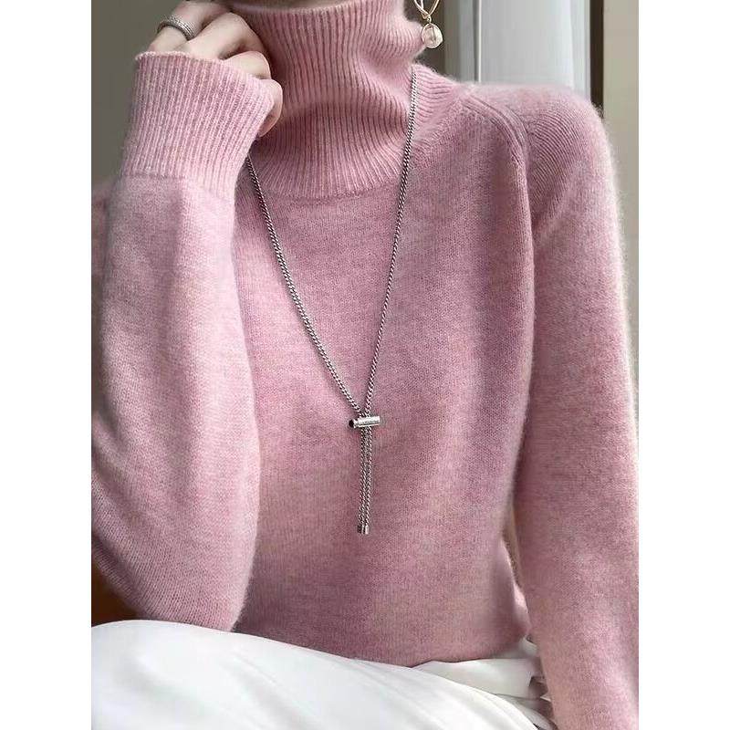 山羊绒衫粉色高领堆堆领山毛衣女2025秋冬款羊毛衫加厚内搭打底衫,淘宝优惠券,粉丝福利购,淘宝优惠卷